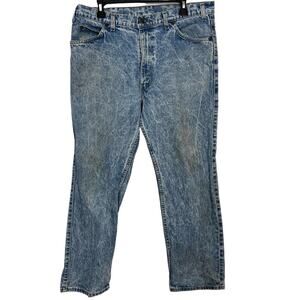 LEVI'S Stone Wash Vintage Brown Leather Tab Made in USA Men's Blue Jeans 38x30